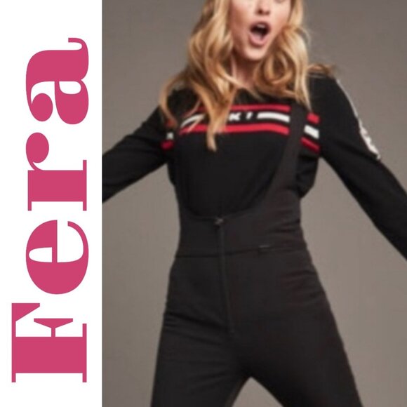 FERA INTERNATIONAL WOMEN’S VINTAGE 90s BLACK SNOW SKI BIB ONE PIECE STIRRUP, SIZ - Picture 14 of 14